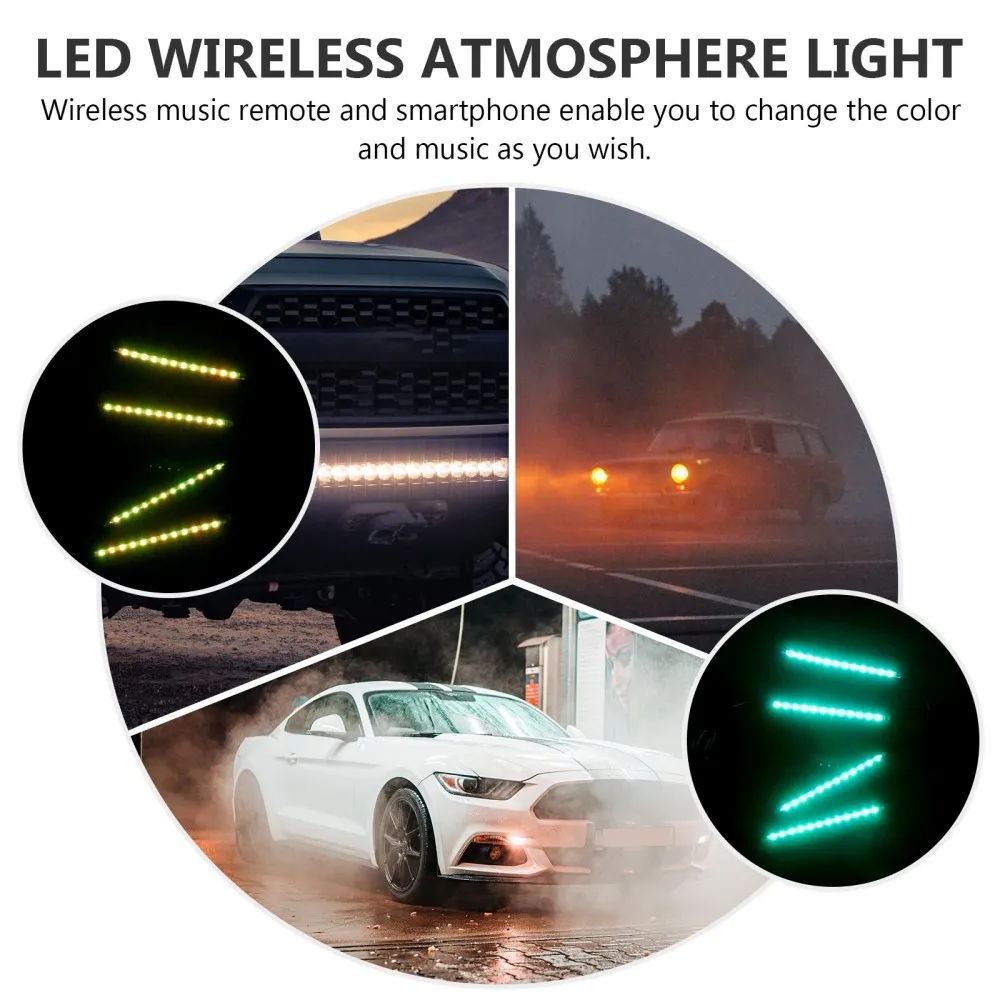 

1Set Wireless LED Lamp Car Remote and Smartphone Control Atmosphere Lamp