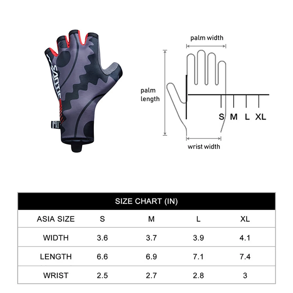 

Santic Cycling Gloves Men's Half Finger Breathable MTB Bike Mittens Summer Gel Shockproof Anti-pilling Bicycle Accessories