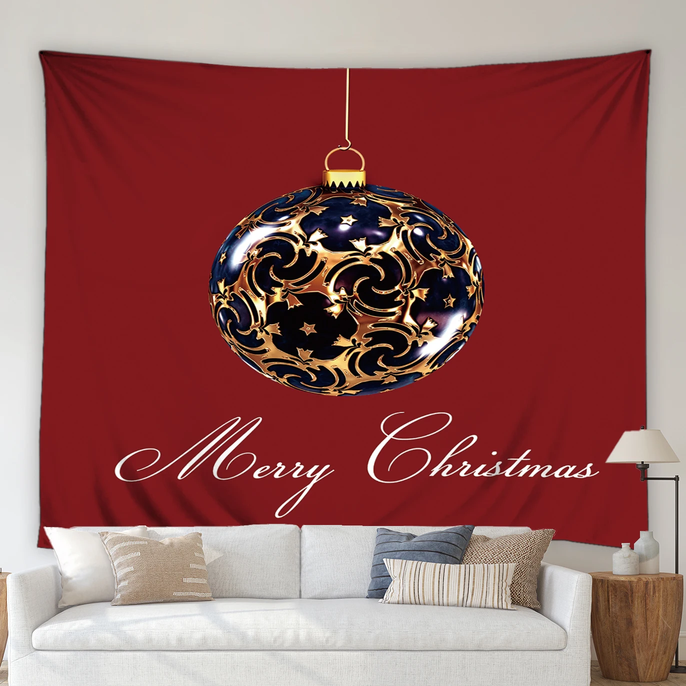 

Red Christmas Hippie Big Tapestry Cute Cartoon Snowman Winter Landscape White Snowy Christmas Party Decor Wall Hanging Blankets