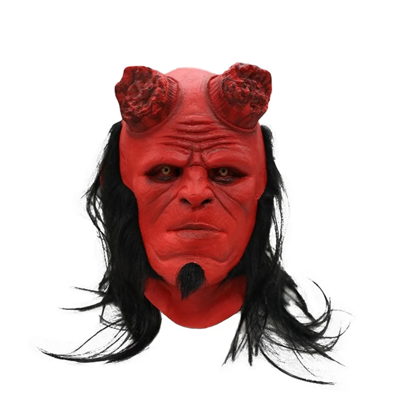 Ужасная маска хеллбоя мужской шлем на все лицо реквизит для Хэллоуина мужчин