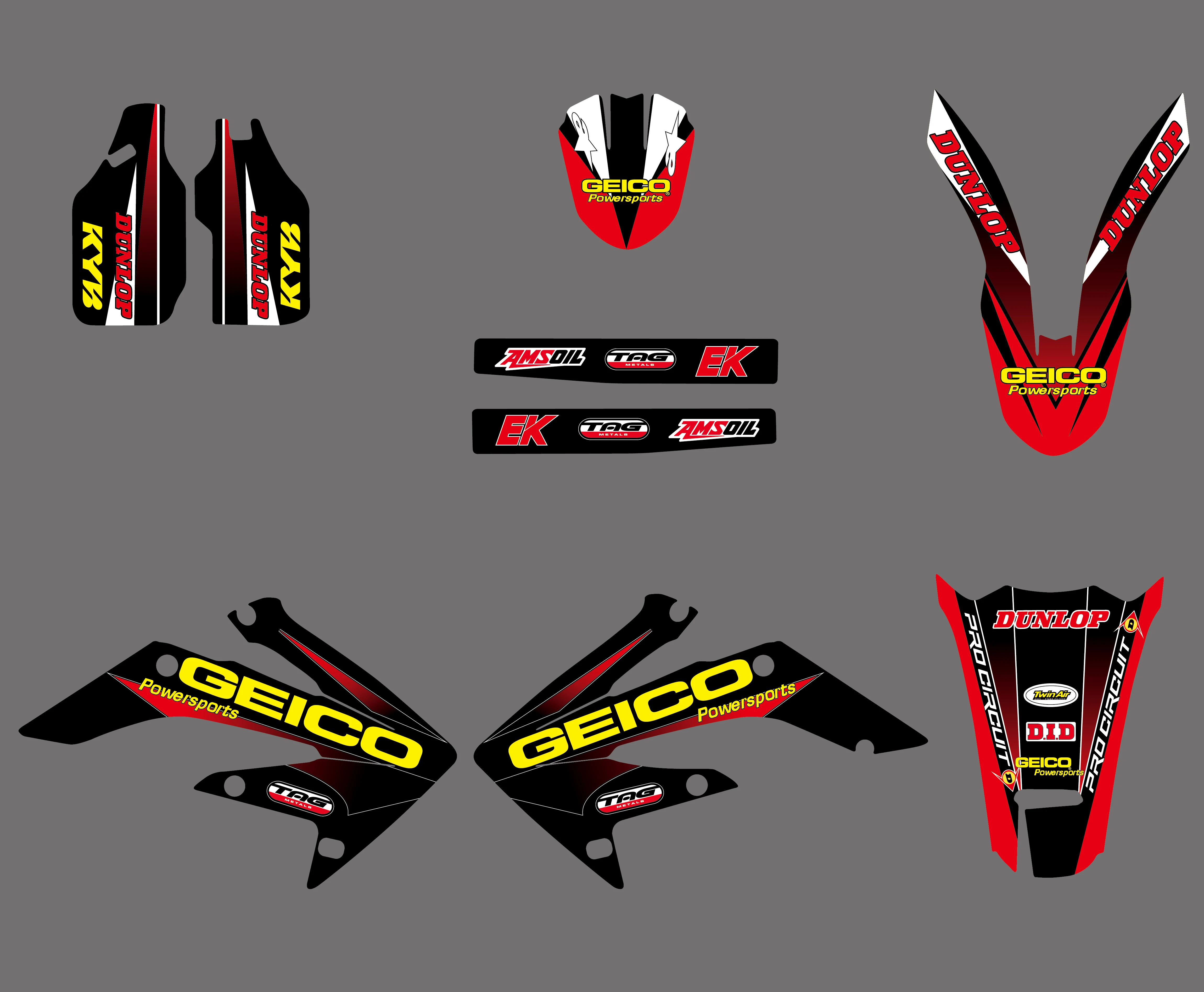 Новинка 0034 наклейки на графический фон для Honda CRF250X CRF 250X 4 шт. 2004 2012 черно красные