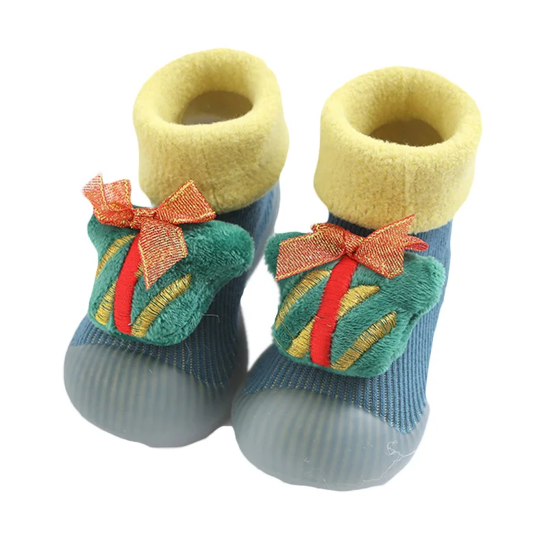 Baby Boys Girls Shoes Winter Kids First-Walking Toddler Floor Christmas Anti-Slip Breathable Soft Bottom Shoes (1-3T)