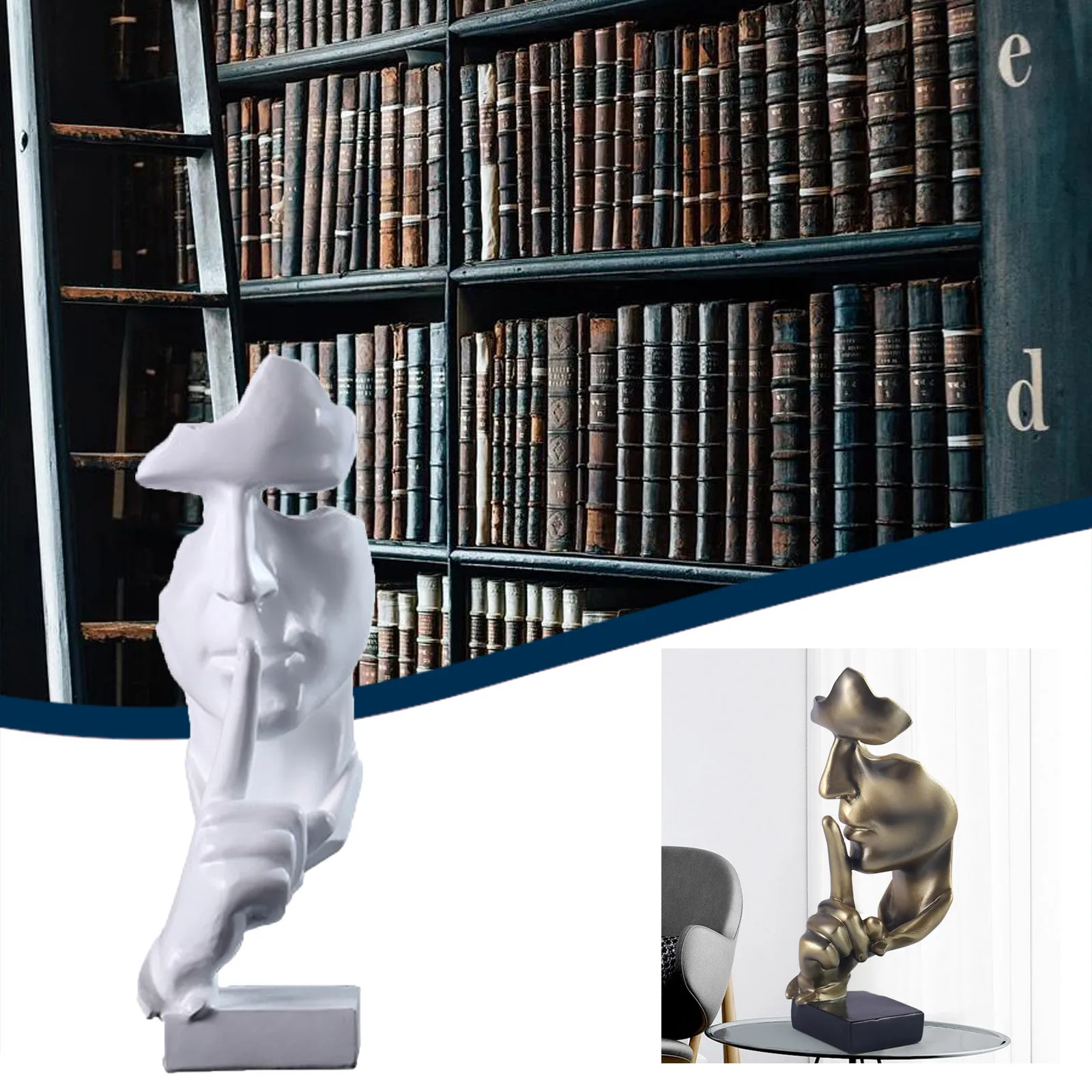 Черная белая серебряная абстрактная скульптура ремесленный герой статуя из