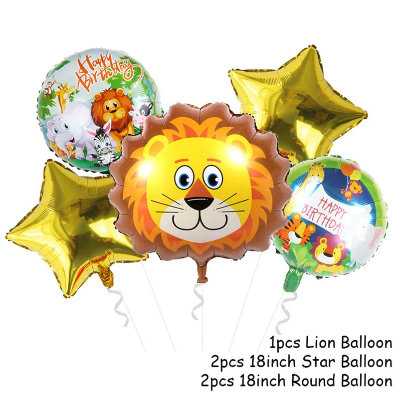 5pcs lion WEIGAO белые оранжевые латексные воздушные шары с принтом животных, вечерние шары в джунглях с днем рождения, воздушные шары в стиле сафари, декор для дня рождения - Цвет: 5pcs lion