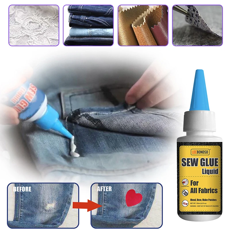 

Sew Fabric Glue 5 Min Quick Bonding Fast Dry DIY Making Tools Liquid Reinforcing Adhesive Speedy Fix for All Fabrics Adhesives