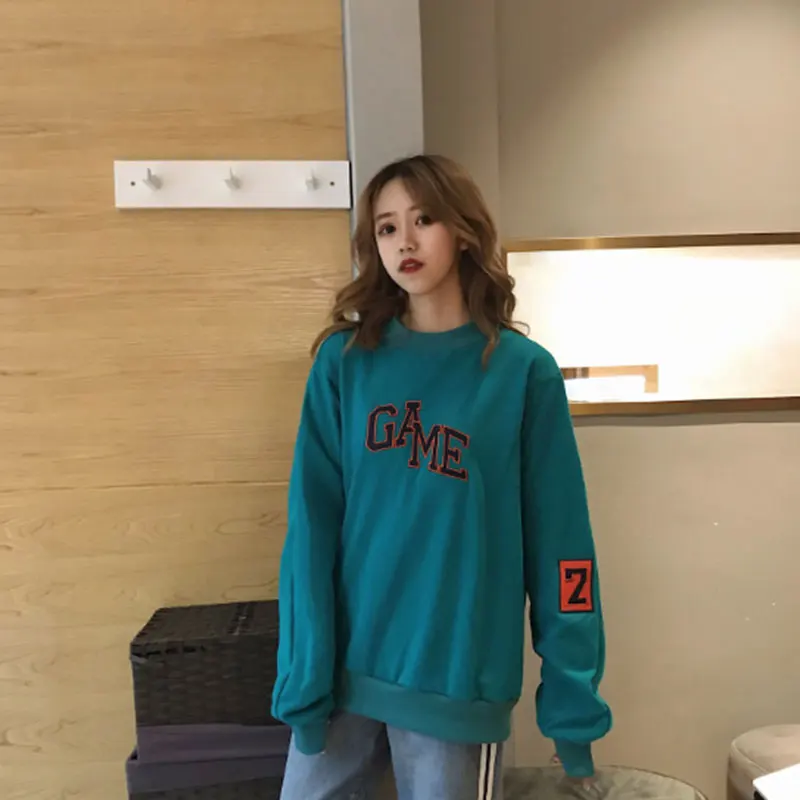 Толстовки с принтом круглым вырезом женские толстовки буквенным свободные