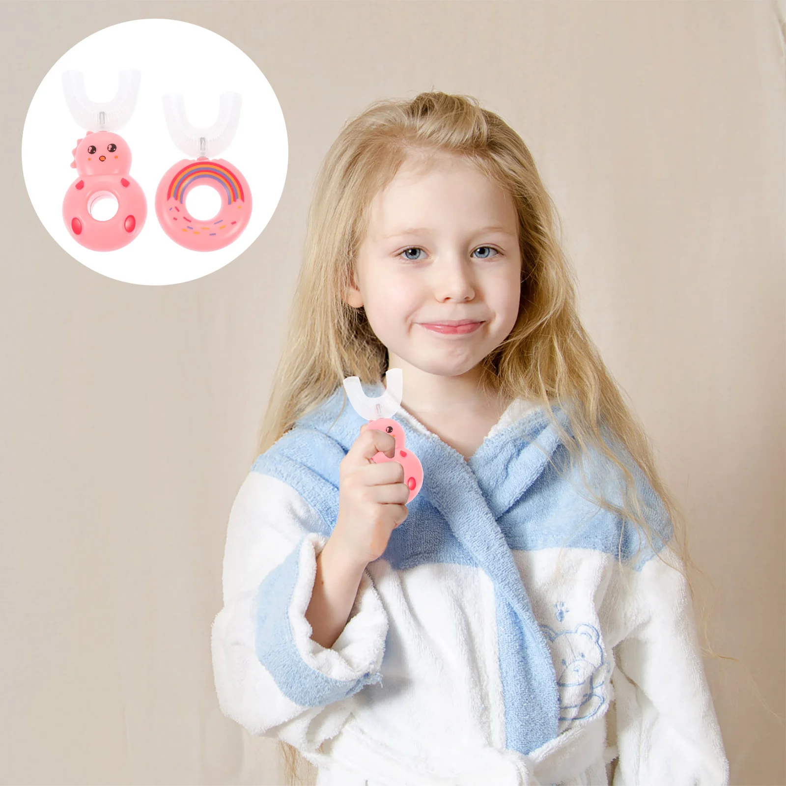 

2Pcs U-Shape Kids Toothbrushes Toddler Manual Tooth Brushes (White)