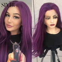 sivir synthetic purple lace wig 24inch long straight womens wigs middle part hair partydailycosplay heat resistant fiber