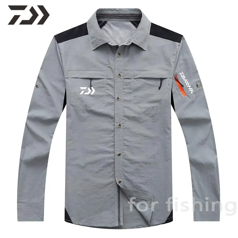 

New Daiwa Fishing Clothes Outdoor Quick Dry Shirt Tactical Sport Camping Men's Clothing Solid Removable Sleeves for Fishing Wear