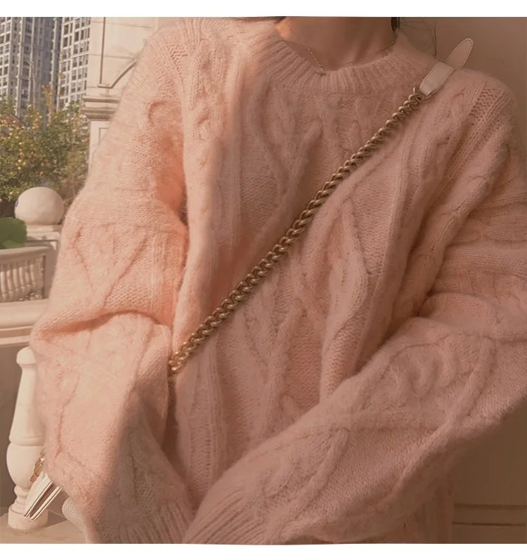 

CMAZ 2021 Autumn and Winter Idle Style Pink Sweater for Women