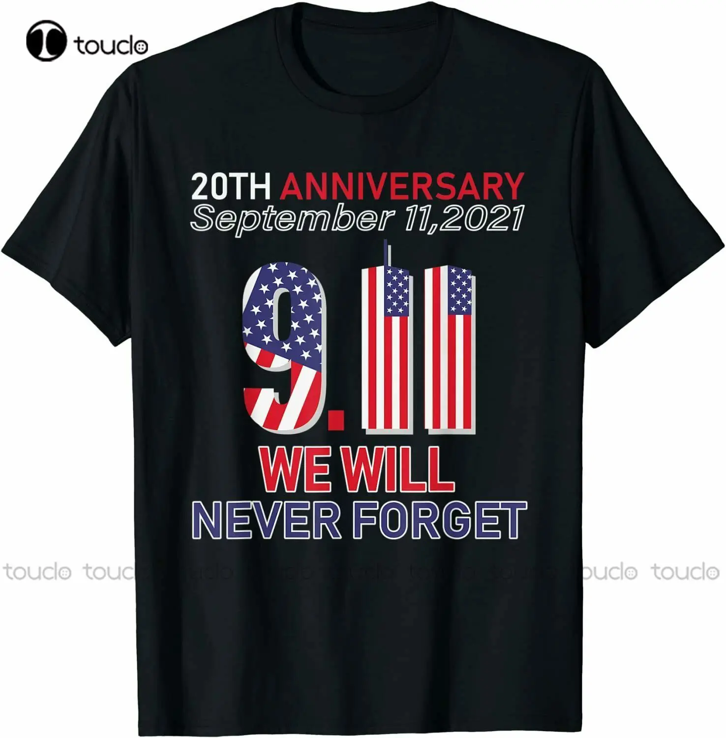 

New 20Th Anniversary 9/11 We Will Never Forget Patriot Day 2021 T-Shirt Black Tshirt Cotton Tee S-5Xl