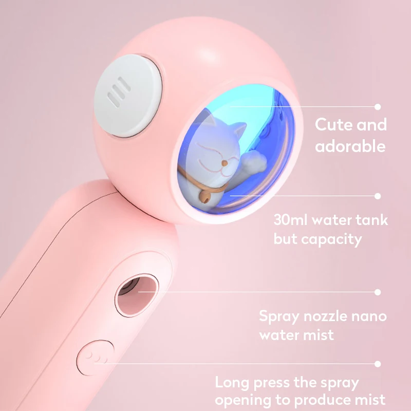 

Mini USB humidifier Lucky Cat Rechargeable Portable Moisturizer Nano Anion Facial Moisturizing Space Cat Humidifier