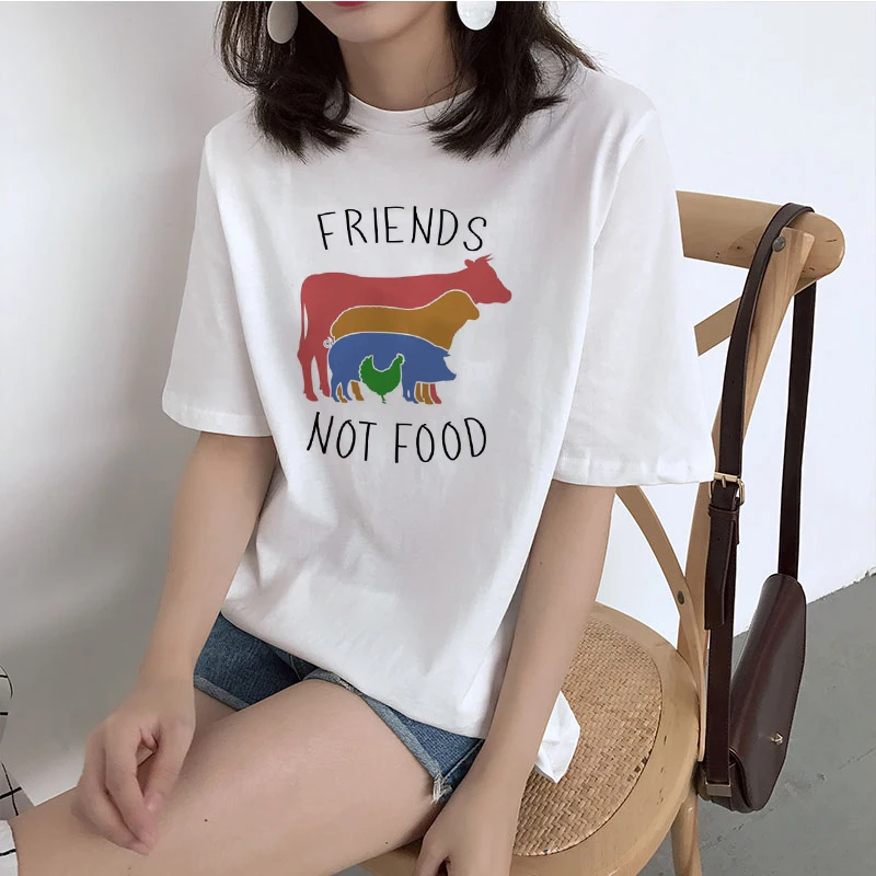 Женская футболка с коротким рукавом свободный винтажный топ надписью not food и