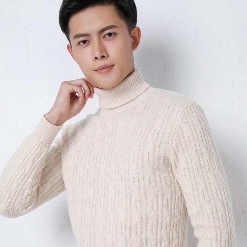 

100% cashmere sweater men's high lapel pullover casual knitted twist oversized blouse winter thick cashmere sweater jacket