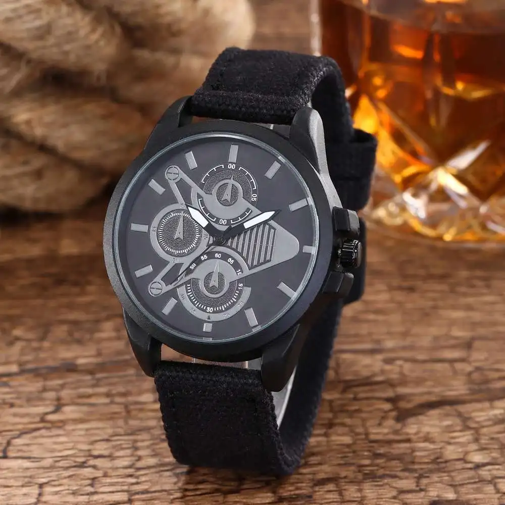 

Relogios Masculinos Men's Geometric Pattern Watches Military Quartz Canvas Strap Fabric Watch Men Outdoor Sports Watches For Men