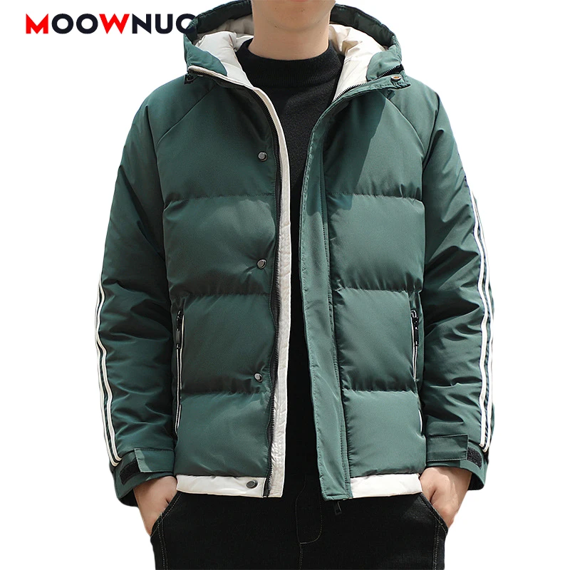 

Winter Men's Fashion Parkas Thick Male Jacket Warm Coats Windbreaker 2021 Windproof Outwear Solid Overcoat Trench Slim MOOWNUC