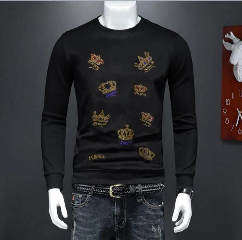 

Толстовка мужская с круглым вырезом, длинным рукавом и стразами