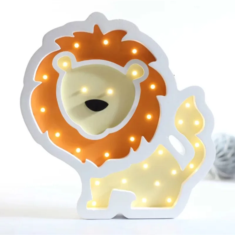 Lion Hinnixy скандинавские животные ночник тетрагональный динозавр Жираф настенный подвесной светильник Детский Светильник s Декор для спальни подарок для мальчика - Испускаемый цвет: Lion