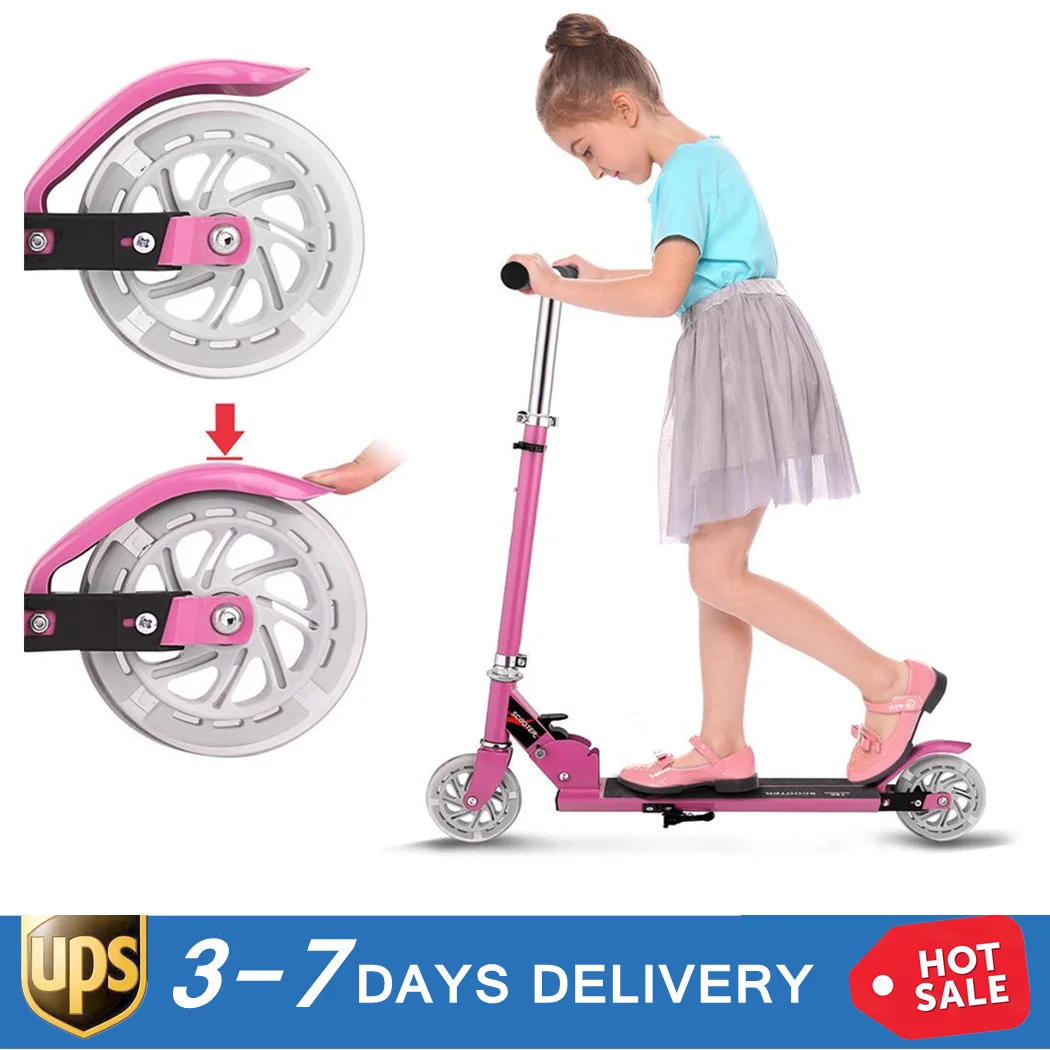 Складная регулируемая высота 2-колесный скутер с светодиодный светильник колеса