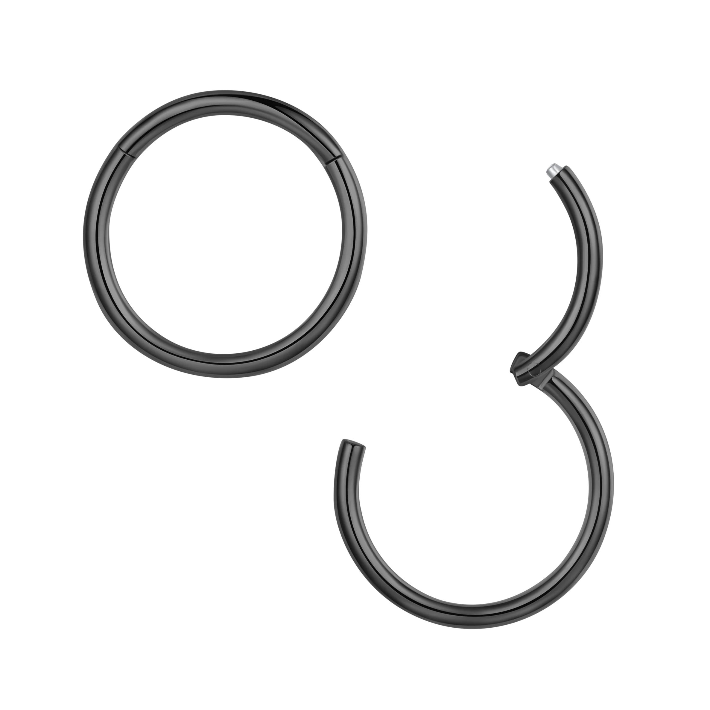 Black Шарнирная перегородка кликер сегмент носа кольцо губы уха хряща Daith пирсинг ювелирные изделия 20 г 18 г 16 г 14 г 12 г 316l хирургическая сталь - Окраска металла: Black