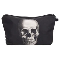 new women neceser cosmetic bag portable makeup bag case 3d printing skull black organizer bolsa feminina travel toiletry bag