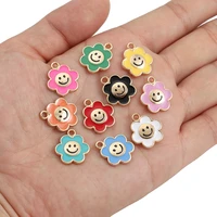 10pcs 10 colors mix smiley flower charms sun flower pendant for diy making earrings necklace bracelet jewelry accessories