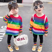 girls clothing suits blouse pants 2021 rainbow spring autumn kids teenagers outwear kids cotton tracksuit sport suits