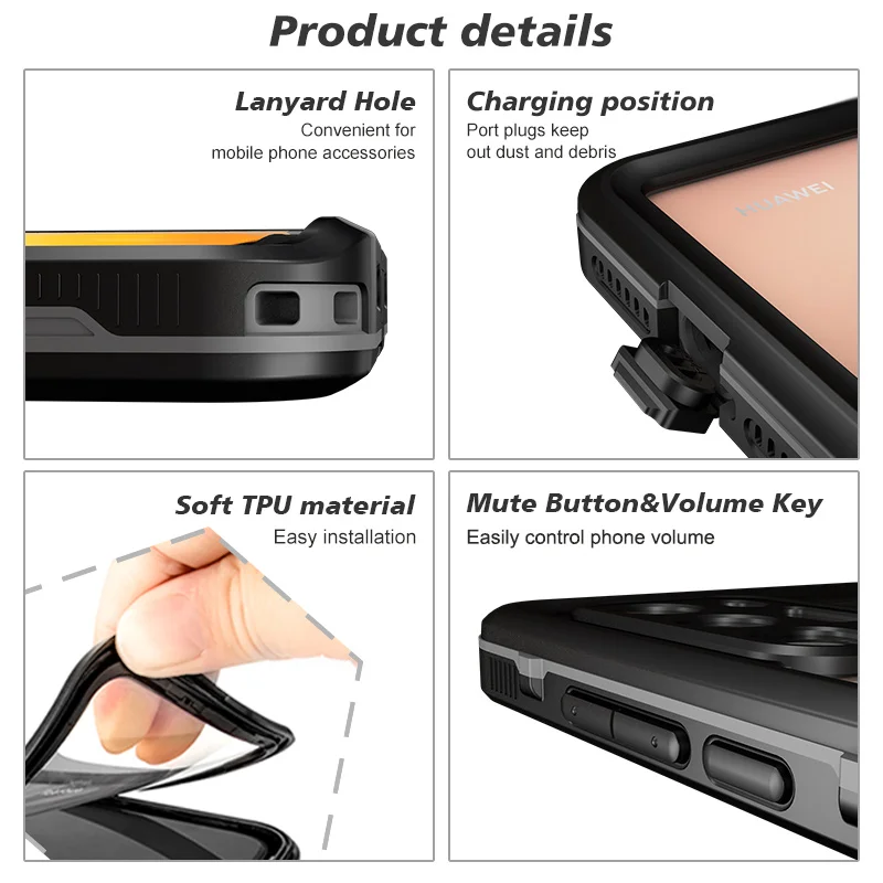 

Waterproof Case for Huawei P40 Pro P30 Lite Shockproof Case for Huawei P30 Pro P20 Pro Mate 20 Pro Case with Holder Clear Cover