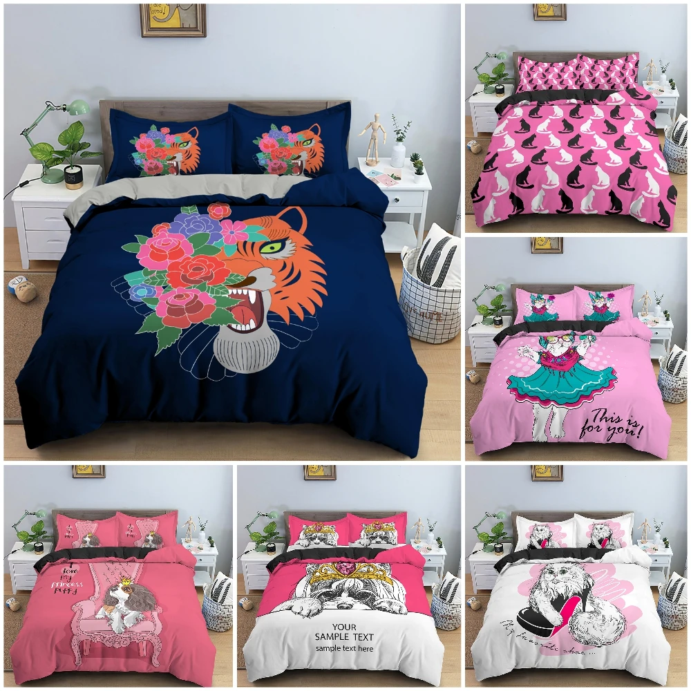 

3D Cartoon Animal Pattern Bedding Set Soft Luxury Duvet Cover Set Girds Bedroom Single Twin Double King Queen Bedclothes 2/3PCS