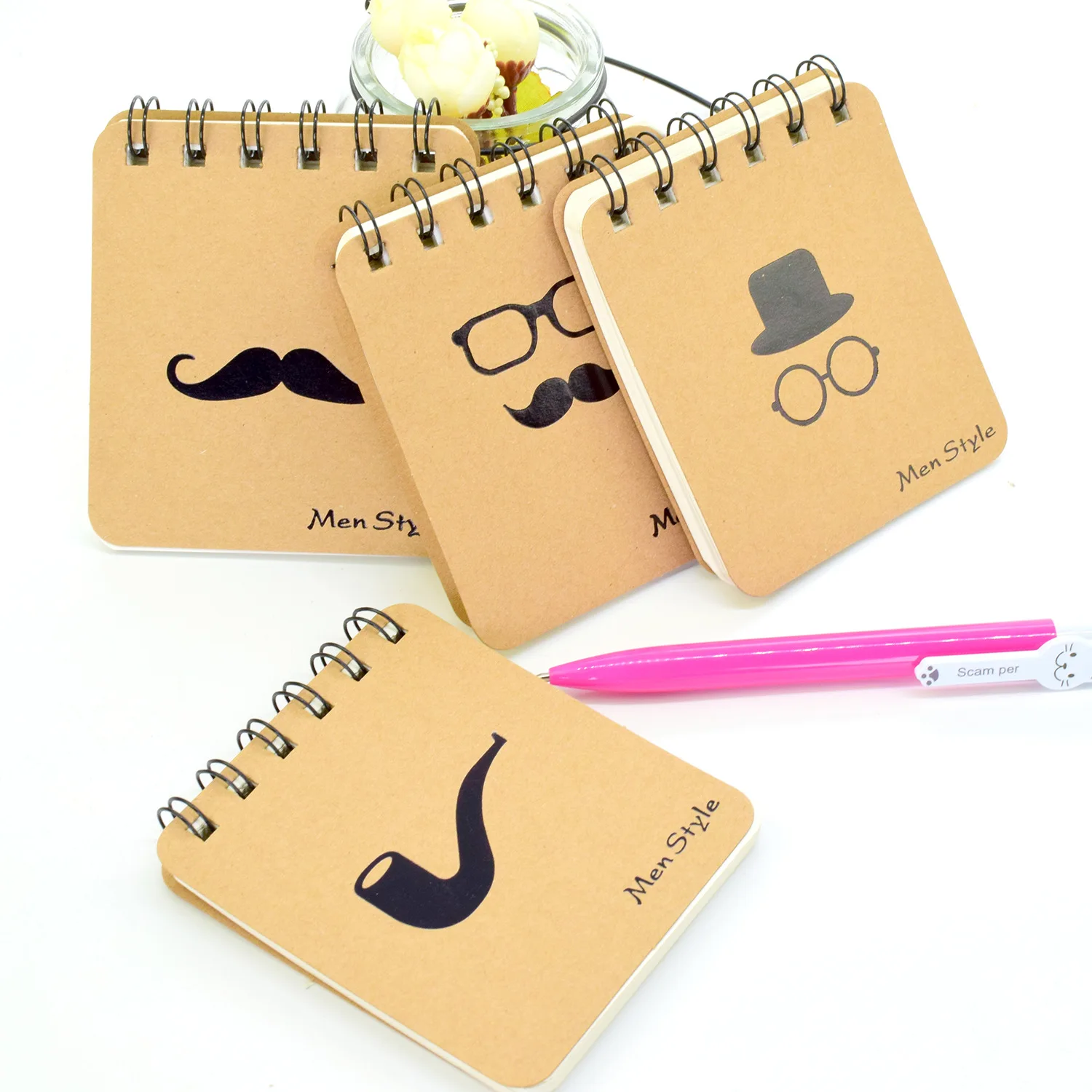 8 Pcs Hot Stamping Weather Beard Coil Pocket Mini Portable Notepad Student Stationery Office Prize Wholesale