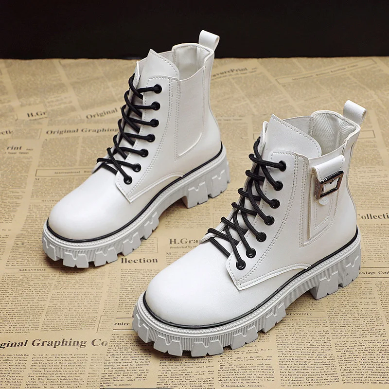 

Женские осенние ботинки челси, Черные ботильоны из искусственной кожи на платформе, водонепроницаемые готические ботильоны с высоким берц...