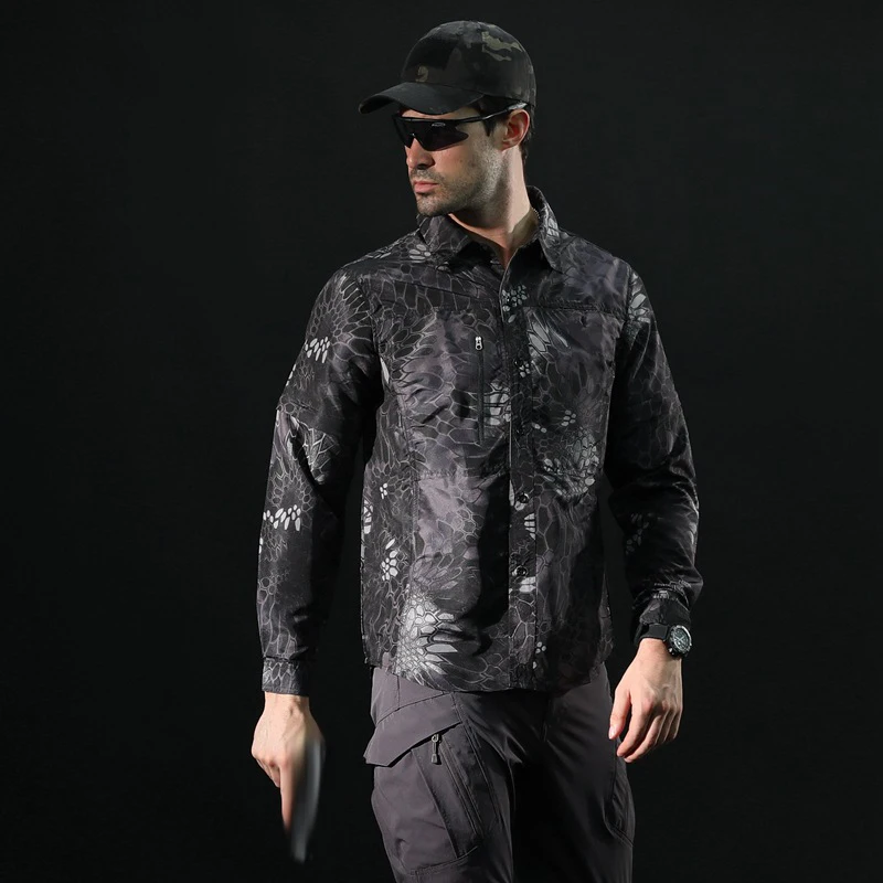 

Quick-dry Shirt Men Sleeves Detachable Military Tactical Shirts with Pockets Outdoor Hunting Hiking Fishing Shirts