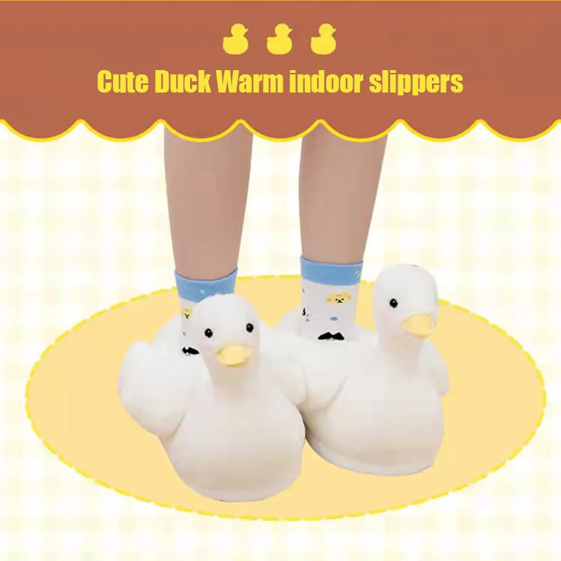 

Women Indoor Slippers Warm Plush Lovers Home Slipper Anti Slip Autumn Winter Shoes Woman House Floor Soft Slient Slides Duck