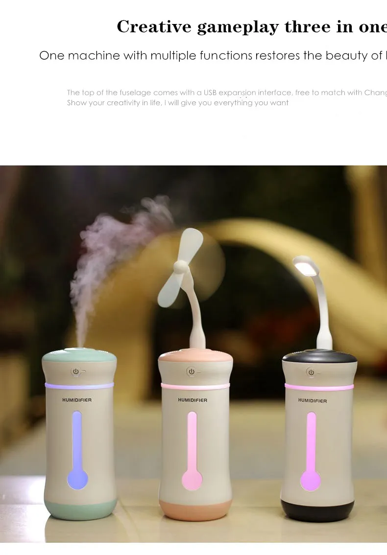 

Creative three in one small USB Mini humidifier for home and office