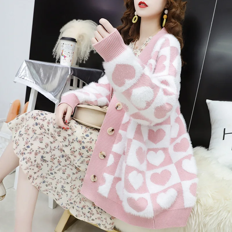 Женский трикотажный кардиган оверсайз повседневный однобортный джемпер с