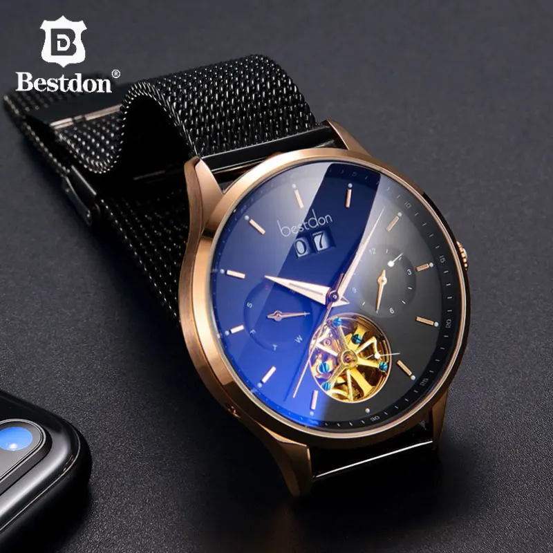 Часы мужские механические швейцарские с турбийоном водонепроницаемые|Мужские