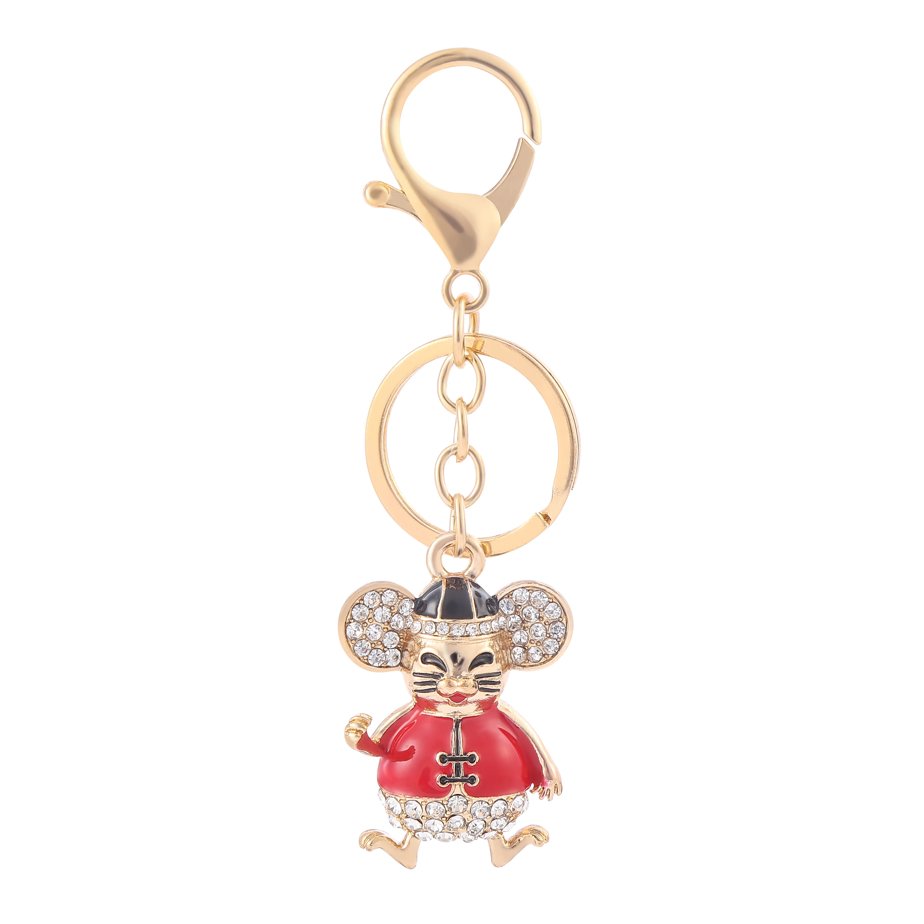 Новогодняя Милая эмалированная Сумочка в виде мышки с кристаллами Брелоки для