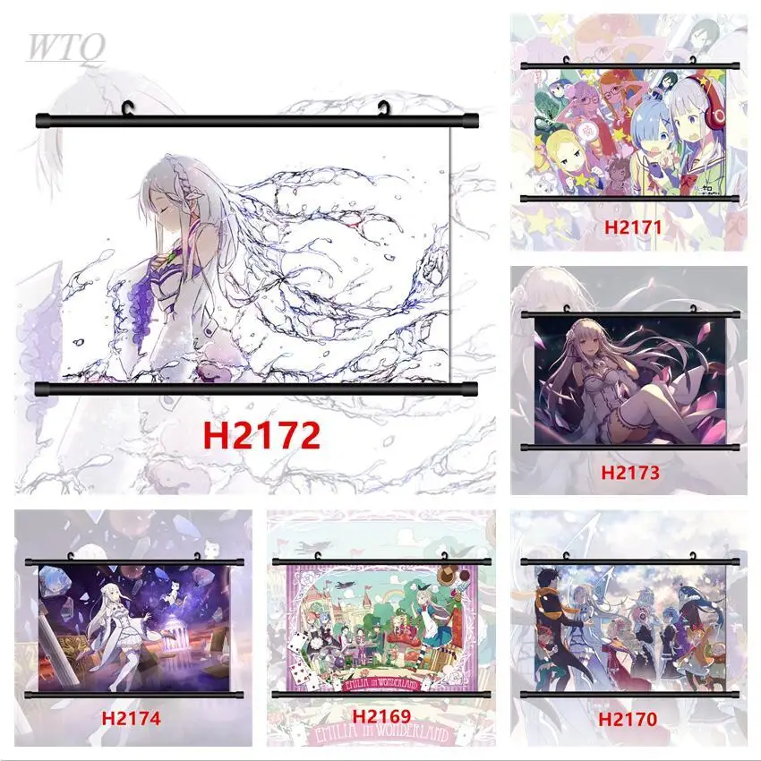 Аниме плакаты Re Zero Kara Hajimeru Isekai Seikatsu Rem Emilia Ram настенный плакат Холст Картина