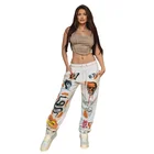 Летние спортивные брюки в стиле хип-хоп с графическим рисунком, новинка 2021, женские брюки для бега в стиле Харадзюку, Свободные повседневные спортивные брюки с высокой талией для женщин