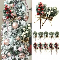 5 pcs fake snow frost pine branch cone berry holly diy xmas tree party ornament home christmas decoration supplies gift supplies