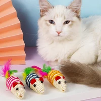 2022 sisal simulation mouse cat toy plush mouse cat scratch bite resistance interactive mouse toy palying toy for cat kitten