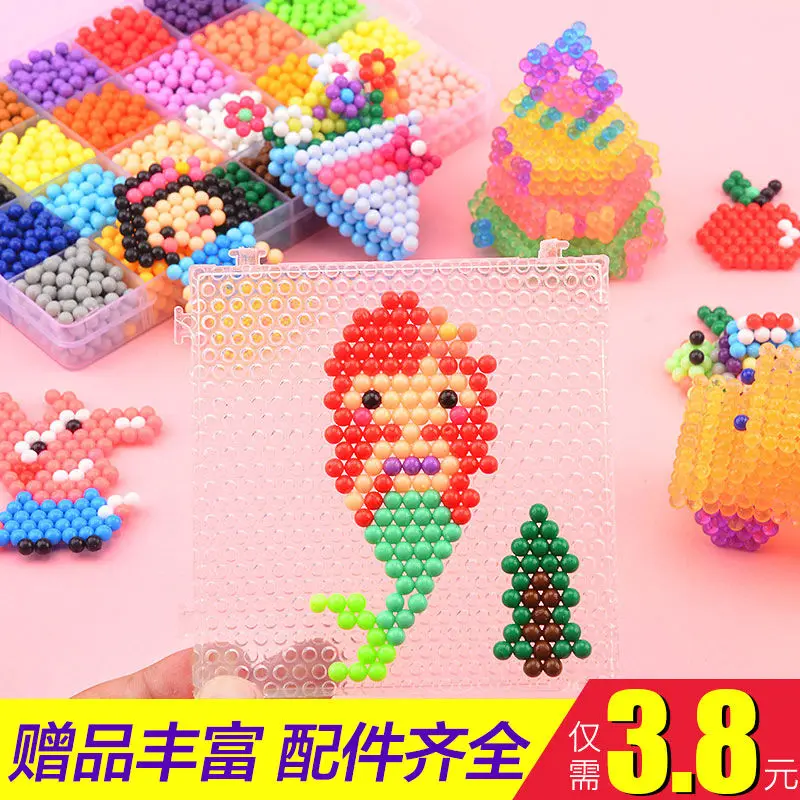 

36 Color Beads Pegboard Sticky Water Beads Fuse Jigsaw Aqua Puzzle Beadbond Educational Toys DIY Magic Bead Lote
