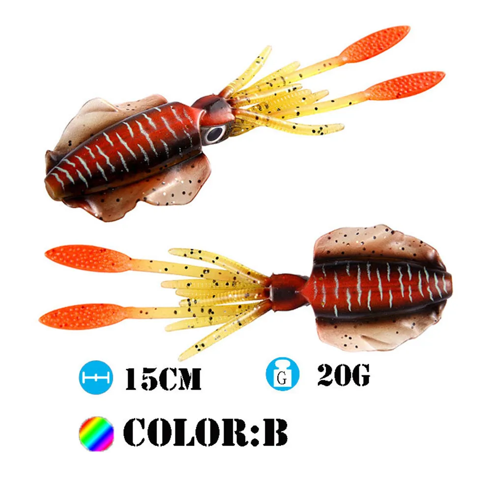 

Hot 15CM 20G Simulation Realistic 3D Luminous Squid Bait Glow in Dark Fish Bait Fishing Lures N66