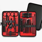 Черный машинки для стрижки ногтей, набор клиппер Маникюрный Инструмент 23 шт набор для ухода за ногами инструмент игла для чистки лица носа машинка для стрижки волос из искусственной кожи чехол