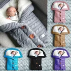 Спальный мешок для новорожденных, утепленный зимний детский спальный мешок для новорожденных, вязаный спальный мешок для коляски, одеяло-конверт