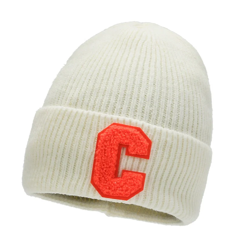 New Letter C Winter Hat For Men And Women Solid Color Knitted Hat Mixed Colors Unisex Beanie Hat Fashion Warm Bonnet Hip Hop Cap images - 6