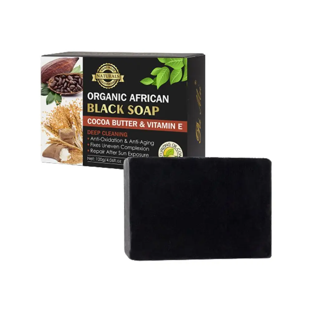 

Organic African Black Soap Repair Uneven Skin Tone Soap Energy Traditional Herbal Natural Charcoal Soaps Acne Active H0O4