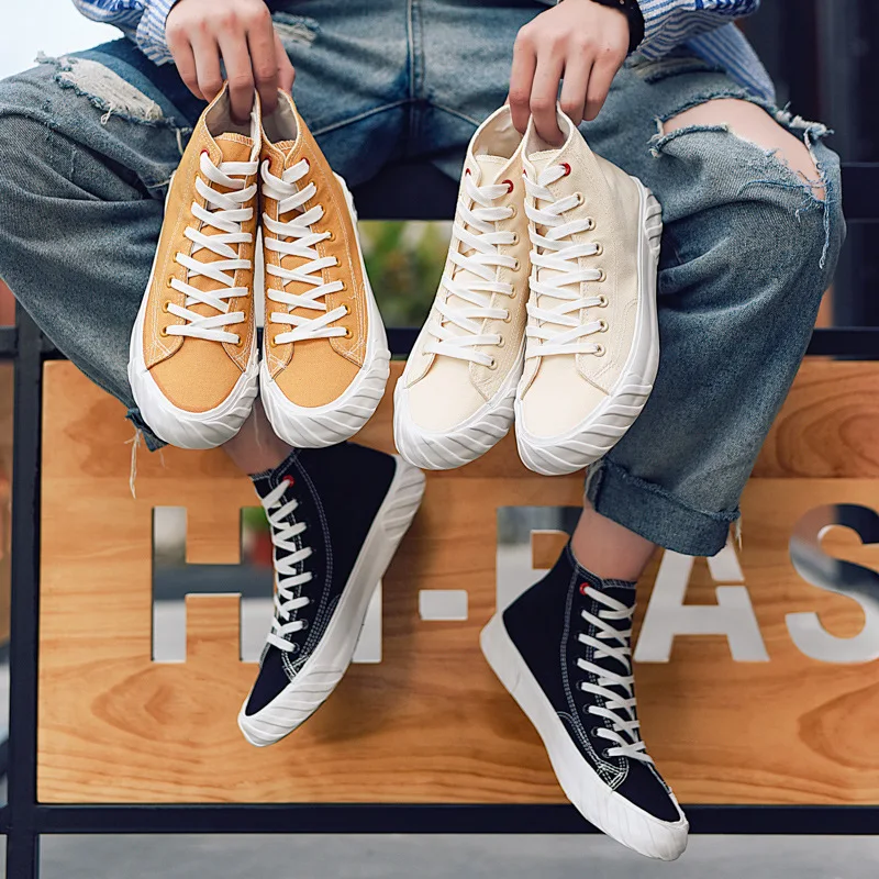 Высокие парусиновые туфли мужские кроссовки крутые повседневные