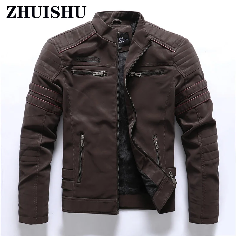 

Men Jacket Autumn/Winter New Leather Back Embroidered Motorcycle Jacket Fashion Wool jacket European Size PU Leather Coat