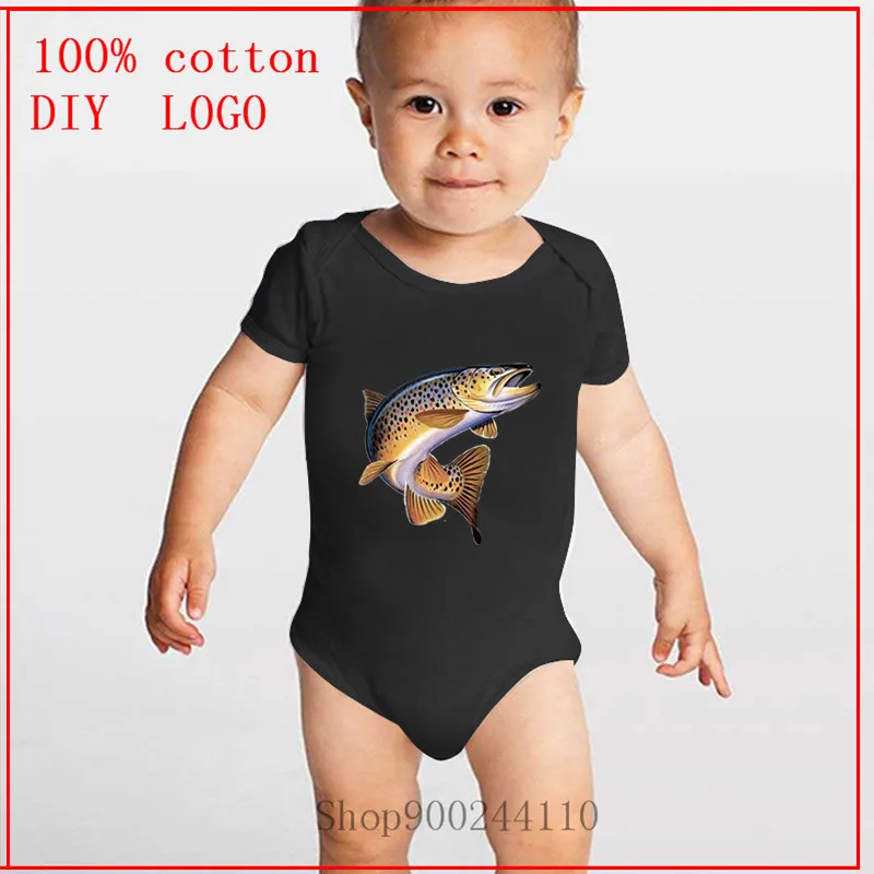 

Боди детское коричневое хлопковое для рыбалки и форели, комбинезон для новорожденных, Летний комбинезон для новорожденных